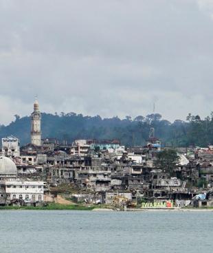 Vue de « Ground Zero » dans la ville de Marawi, auparavant appelé « zone de non-retour », après cinq mois de combats intensifs.