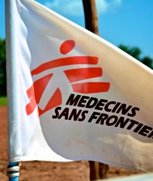 Vue d'un drapeau MSF à l'hôpital d'Agok au Soudan du Sud