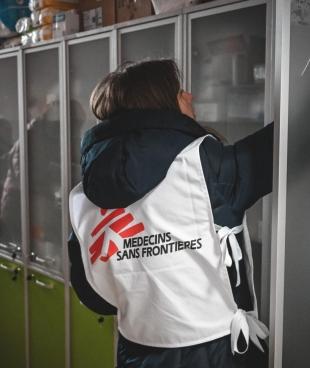 Une pyschologue MSF effectue des visites à domicile à Hostomel. Ukraine.