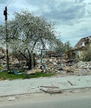 Maisons détruites à Chernihiv