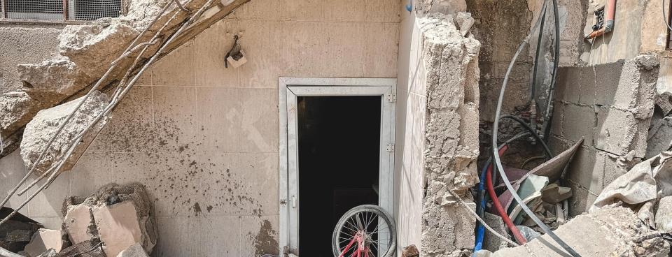 Une maison du camp de Jénine, détruite à l'aide de bulldozers lors de plusieurs incursions israéliennes en Cisjordanie, Palestine. 