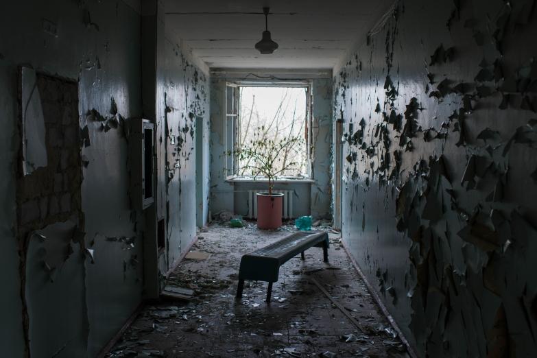 Hôpital détruit à Lyman, dans la région de Donestk. Ukraine.