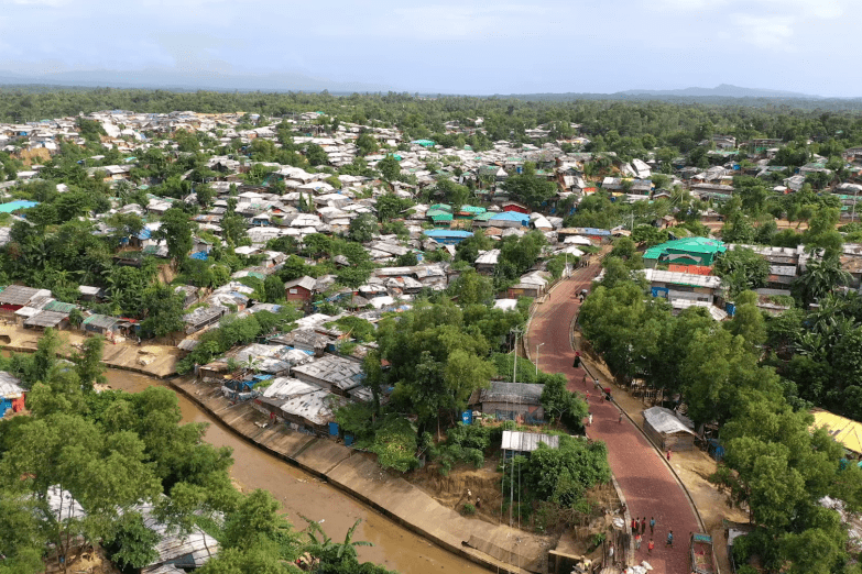 Vue aérienne camp de réfugiés Rohnigyas 