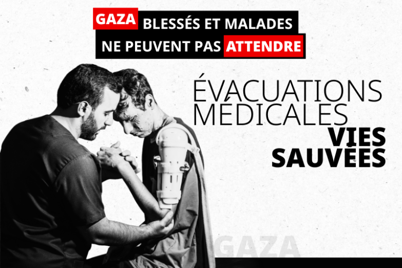 Visuel de campagne évacuation médicale Gaza 