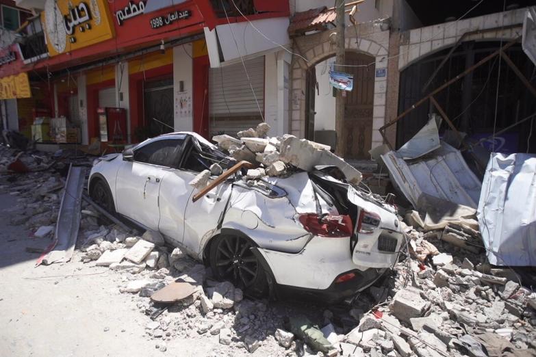 Vue d'une rue de la ville de Gaza détruite lors des bombardements de mai 2021.