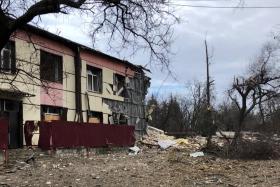 Vue de l'hôpital de Selydove touché par deux missiles le 20 novembre 2023. Ukraine.