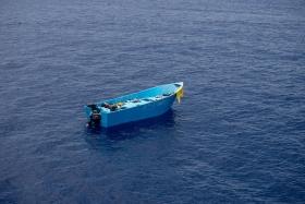 Un bateau vide en mer Méditerranée, après un sauvetage effectué en juillet 2022 par les équipes MSF à l'aide du Geo Barents. 