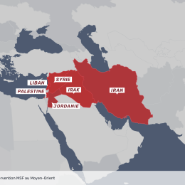 Carte de la présence de MSF au Moyen-Orient
