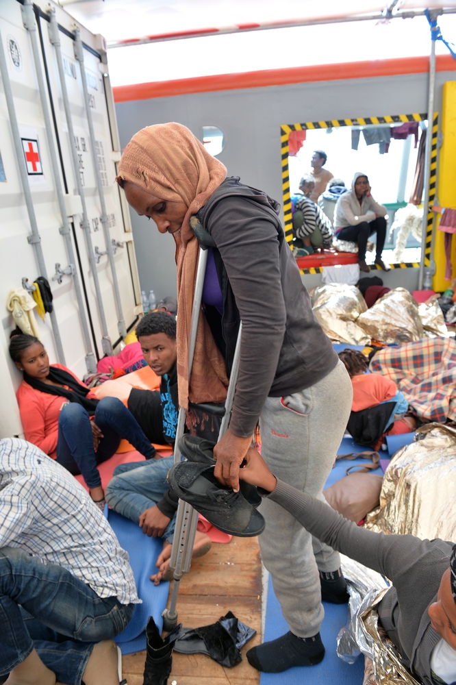 Freweini, jeune Erythréenne à bord du Bourbon Argos©Julie Remy/MSF