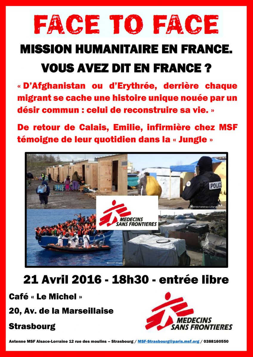 Rencontre MSF - Face à Face à Strasbourg le 21 avril