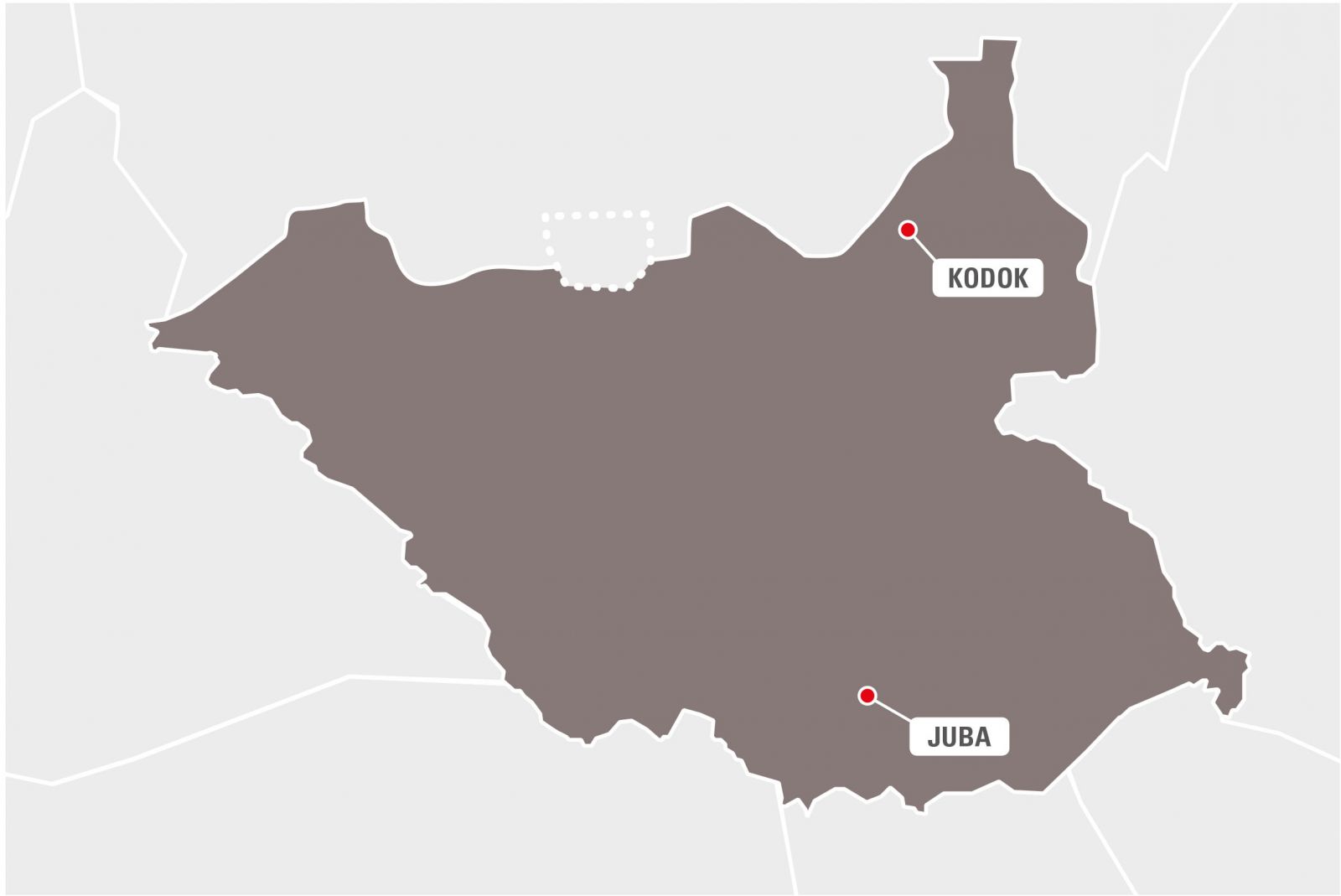 Carte de Kodok, au Soudan du Sud