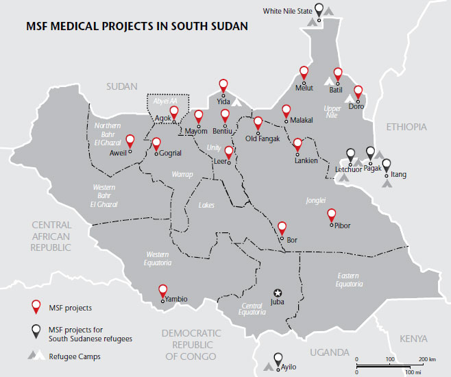 Projets médicaux de MSF au Soudan du Sud en 2015