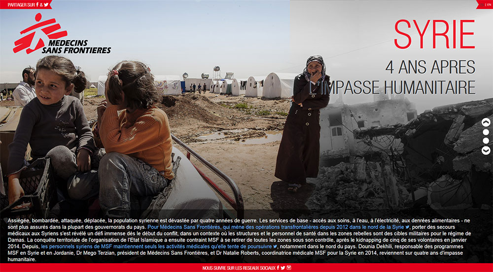 Site MSF Syrie 4 ans de guerre