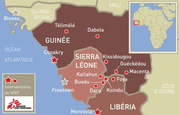 Interventions MSF contre l'Ebola au 24 juin 2014