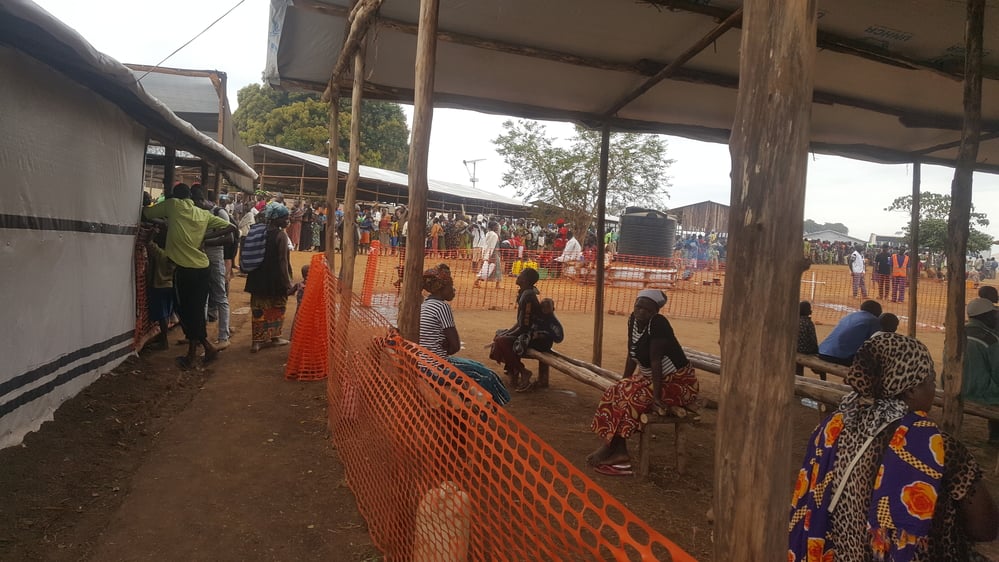 Le centre de réception de Kagoma, où les réfugiés attendent leur enregistrement et une première aide avant de s'installer dans un camp. Février 2018 © MSF